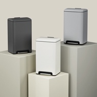 Tong Sampah Keluli Tahan Karat dengan Penutup, Tong Sampah Dapur Persegi Kapasiti Besar, Tong Sampah