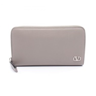 【二手】Valentino Valentino Garavani圓長版皮夾，V 字標誌，2Y2P0570LMV，灰色皮革，V 字標誌圓長錢包