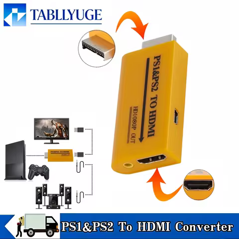 1080P PS1 PS2 to HDMI Converter Lossless Audio Video Adapter Plug and Play for HDTV Monitor Projecto