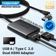 Lemorele HD10 Hdmi Splitter Type C To Dual Hdmi Adapter Hdmi Extender Dual Monitor Docking Station
