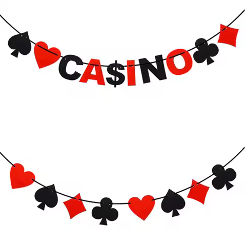 Game Banner Casino Party Decorations Nonwovens Hanging Poker Card Banner Las Vegas Playing Card Bunt