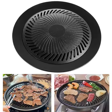 KOSUN Korean Grill Pan for Indoor Cooking 10inch Non-stick Griddle Plate Smokeless Barbecue Pan for 