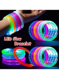 6入組綜合顏色led發光手鐲霓虹發光手環,夜光派對用品適用於兒童和成人