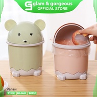 Cute Character Closed Mini Trash Can Car Office Desk Trash Can - TC006 Cute Dustbin
