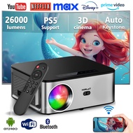 4K Video Projector WiFi 6 Bluetooth 5.1 1100ANSI Auto focus 6D Keystone Outdoor Projector Portable H