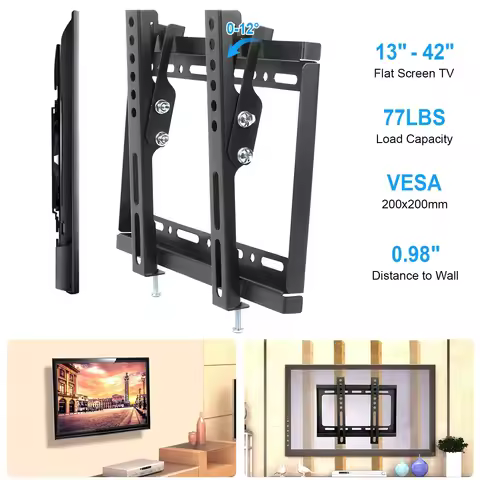 Tilt TV Wall Mount Bracket for 13‑42 Inch LED LCD Plasma Flat Screen TV, VESA 200×200 mm Universal W