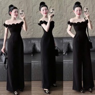 Jump Dài Ống Rộng Trễ vai Đính Viền Hoa Hồng Lớn Cực Kì Sang Chảnh Đi Chơi Đi tiệc