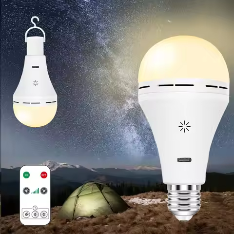 USB-C Rechargeable Light Bulb with Remote Control 5V 7W E27 Smart Battery BulbTouch Control Dimmable