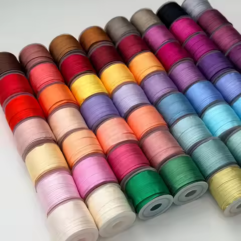 7mm 10mts to 50mts per Roll 100% Pure Natural Silk Satin Taffeta Ribbon Solid Color for Embroidery D