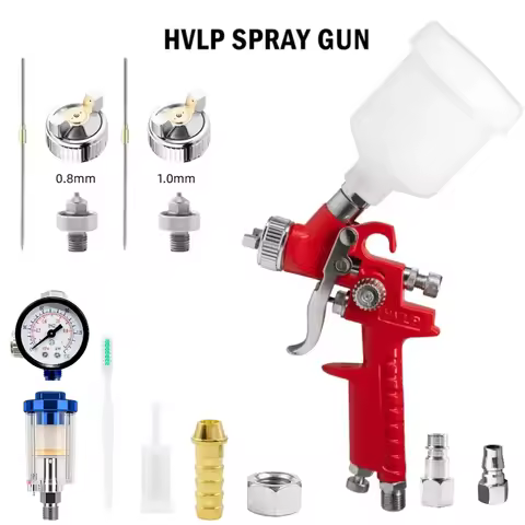 H2000 HVLP Paint Sprayer 0.8mm/1.0mm Nozzle Air-Powered Tool with 125ml Plastic Cup, for Vehicle Pai