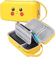 Pemalin New Cute Yellow Carrying Travel Case for Nintendo Switch Compatible with OLED Model, Hard Shell Kawaii Large capacity Storage Bag with Shoulder Strap and 12 Games Storage Slots.