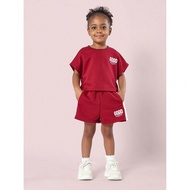 Bộ đồ hai mảnh mùa hè Good Vibes Crop Top cạp cao Quần short thoải mái Bộ đồ phối đồ thể thao thường