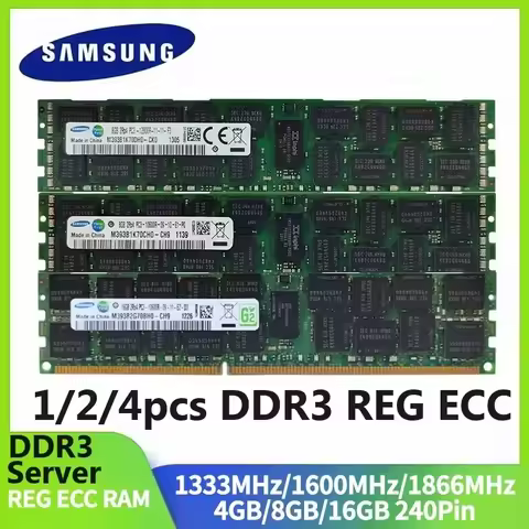 1/2/4PCS Server Memory RAM Samsung Server Memoria DDR3 REG ECC Registered Memory 16GB 8GB 4GB RAM 18