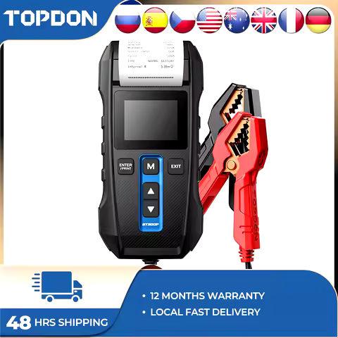 TOPDON BT300P Battery Tester with Printer 12V Car Battery Load Test for Motorcycle Auto Charging Cra