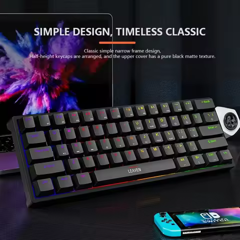 K620 Mini Gaming Mechanical Keyboard 61 Keys RGB Hotswap Type-C Wired Gaming Keyboard PBT Keycaps 60