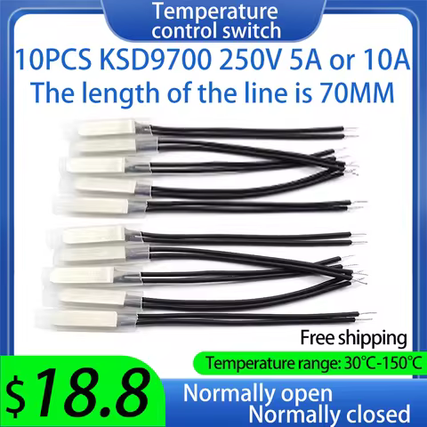 10PCS Normal Closed Open KSD9700 5A 10A Limit Temperature Thermal Protector Switch Motor Protection 