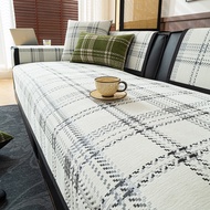 Chenille Sofa Cover Non Slip Four Seasons Universal Black White Checkerboard Pattern Sofa Cushion An