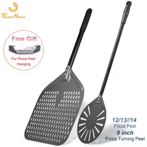 12" Hard Anodized Perforated Pizza Peel Rectangle Pizza Turning Shovel Set Aluminum Pizza Peel Paddl