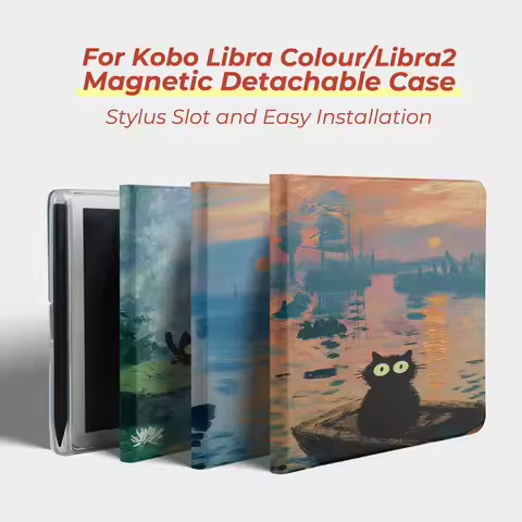 Twosheep suit for Kobo Libra Colour Kobo Libra2 Magnetic Detachable Case Cover with Stylus Slot Clea