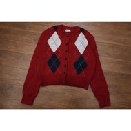 Red plaid sweater Red cardigan