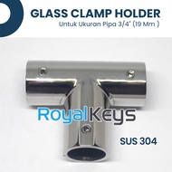 Glass Clamp 19-05 Stainless Pipe Connector T 3/4 inch 19mm