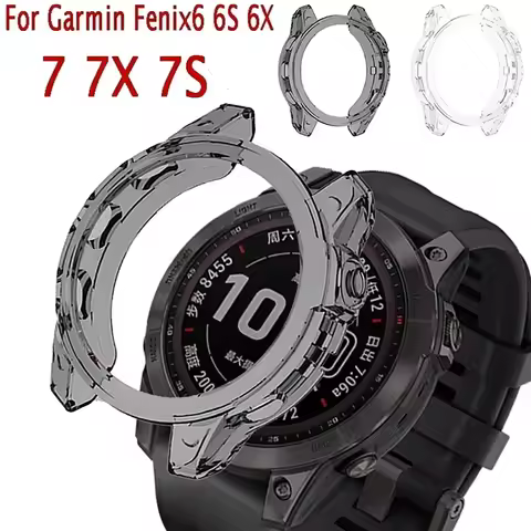 TPU Protective Case Cover For Garmin Fenix 7 7S 7X 6 6S 6X Pro Smart Watch Clear Colorful Soft Prote