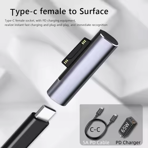USB C PD 102W GaN Charger Converter 15V 3A Charging Adapter Compatible With Surface Pro X/7/6/5/4/3