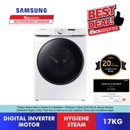 Samsung Front Load Washing Machine 17kg WF17T6000GW/FQ with Ecobubble and Hygiene Steam Washer Laundry