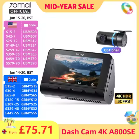 70mai 4K Dash Cam A800SE Upgraded Version of 70mai A800S Voice Control Supercapatior GPS ADAS Car DV