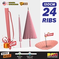 24 Ribs Long Handle Big Umbrella Anti-UV Sun Rainstorm Protector Large Surface Parasol / Payung Besa