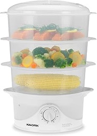 Kalorik Electric Food Steamer with Manual Controls 3-Tier with BPA Free Dishwasher Safe Baskets, 800