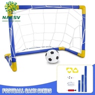 NAESV Soccer Goal Post Net Set, High-Strength Frame Foldable Kids Soccer Goal, with Inflatable Pump 