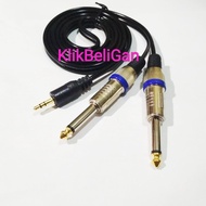 Kabel Audio Jack Aux 3.5mm Stereo Gold Plate Male To 2 Akai 3 Meter