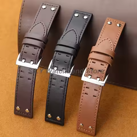 Business Watch Strap 20/22mm Fashion Leather Watch Band for Seiko for Omega for Hamilton KHAKI AVIAT