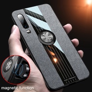 Huawei P20 P30 Pro Lite Nova 2S 3 3i 3E 4 4E Case Soft TPU + PC Plastic Hybrid Canvas Cloth Style Finger Ring Stand Shockproof Cover Casing