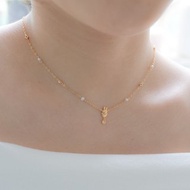 【Pinkoi x miffy】雨點上的Miffy珍珠純銀頸鏈 金色