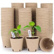 50pcs Peat Moss Planting Pots With Labels, 3.15 Inch Round Peat Moss Pots With Drainage Holes, Round