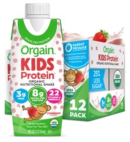 Orgain Organic Kids Nutritional Protein Shake, Strawberry, Healthy Kids Snacks, 8g Dairy Protein, 3g