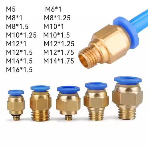 Pneumatic Quick Connector Metric M Thread 4mm 6mm M8X1.5 M8X1.25 M10*1 M10*1.25 M10*1.5 M12*1 M12*1.