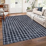 COZYLOOM Washable Area Rugs 9 x 12 Rug for Living Room Modern Non Slip Throw Rugs Blue Rug Large Bed