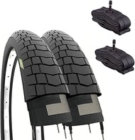 ECOVELO Unisex - Adult Tubes Tyres 20 x 1.95 (50-406) + Air Chambers America Valve, Black, 20