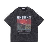 Hanlu Áo Thun Wash Do Old Cổ Điển Kiểu Mỹ Áo Đôi Tay Ngắn Dáng Rộng Hiphop Đường Phố Cho Nam Và Nữ X