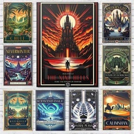 VWKQ Dungeons and Dragons Game World Travel Poster Fantasy RPG Prints Canvas DnD Wall Art Pictures H