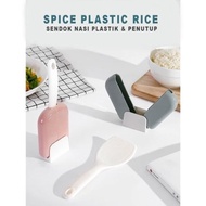[250gr] T349 | RICE SPOON AND COVER / PLASTIC RICE SPICE / RICE POP PLUS CONTAINER JS