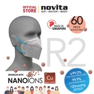 4-Ply KN95 | Made in Singapore | novita Nano Copper Ions Surgical Respirator R2 Earband (60pcs without box)