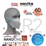 4-Ply KN95 | Made in Singapore | novita Nano Copper Ions Surgical Respirator R2 Earband (60pcs witho
