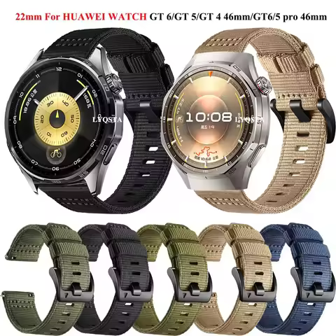 22mm Nylon Strap For Huawei Watch GT6 Pro 46mm/GT 6 GT 5 GT 4 46mm/GT5 Pro 46mm/Ultimate/Buds/4 Pro 