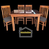 4,6, and 8 Seaters Wooden DUCO Painted Dining Table set with (FREE TOP GLASS)