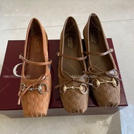 GG Monogram Horsebit Mary Jane Flats - Camel Everyday Fashion Flats