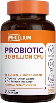 ▶$1 Shop Coupon◀  Whollium Probiotics, for Men, Women, 30 Billion CFU, 25 Clinically-Studied Probiot